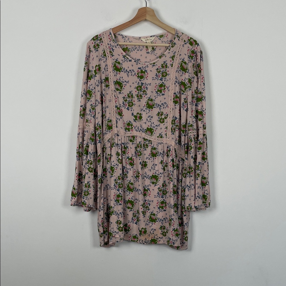 Matilda Janes Like A Lady Long Flare Sleeve Peasant Floral Pink Women 2XL Tunic - Picture 2 of 9